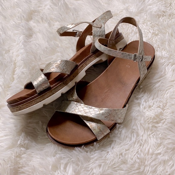 Volatile Gold Snake Skin Strapped Sandals
